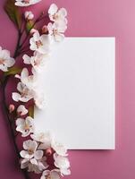 tropisch bloemen achtergrond met blanco papier kopiëren ruimte. ruimte voor tekst foto