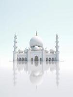 Islamitisch schattig 3d moskee voor Ramadan en eid groet achtergrond ai generatief foto