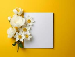 tropisch bloemen achtergrond kopiëren ruimte met papier. ruimte voor tekst foto