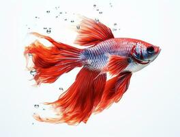 rood en blauw betta vis geïsoleerd Aan wit achtergrond foto