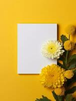 tropisch bloemen achtergrond met blanco papier kopiëren ruimte. ruimte voor tekst foto