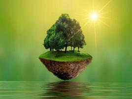 drijvende eilanden met bomen meer rivier in de lucht wereld milieu dag wereld natuurbehoud dag milieu