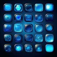 glimmend blauw glas knop ai gegenereerd foto