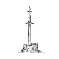 Arthur excalibur zwaard in de steen ai gegenereerd foto