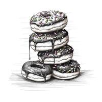 chocola stack van donuts ai gegenereerd foto