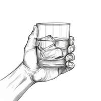 glas hand- Holding whisky ai gegenereerd foto