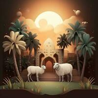 eid al adha thema 3d ontwerp achtergrond foto