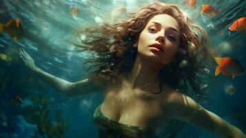 schoonheid onderwater- realistisch illustratie ontwerp foto