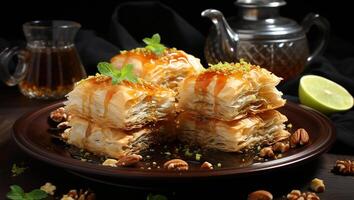 baklava detailopname traditioneel midden- oostelijk smaken foto