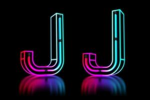 gloeiend kleurrijk neon alfabet. 3d renderen illustratie foto