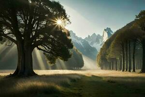 de verbijsterend landschap van de oude bomen. generatief ai. foto