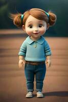 3d pixar stijl weinig meisje octaan- veroorzaken. generatief ai. foto