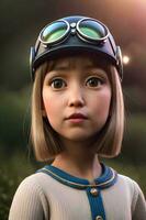 3d pixar stijl weinig meisje octaan- veroorzaken. generatief ai. foto