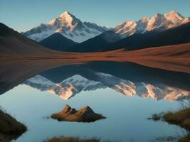 natuur schoonheid gevangen genomen rustig scènes van berg top reflectie, ai generatie. foto