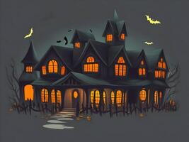 een halloween verschrikking verlichting huis voor de halloween festival. generatief ai. foto