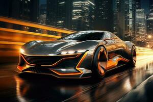 futuristische super sport- auto snelheid . ai gegenereerd foto