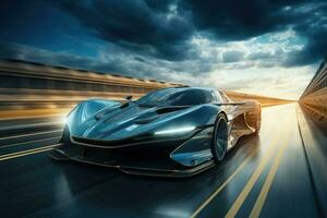 futuristische super sport- auto snelheid. generatief ai foto