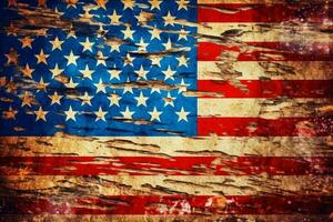 Verenigde Staten van Amerika vlag in een vuil kijken gemaakt met generatief ai technologie. foto