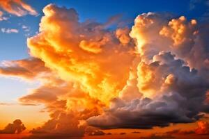 een zonsondergang lucht met sommige wolken gemaakt met generatief ai technologie. foto