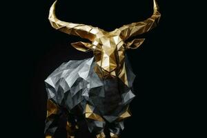 wild dier origami gedekt in goud blad gemaakt met generatief ai technologie. foto