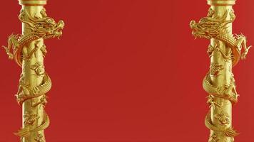 3d renderen illustratie achtergrond voor gelukkig Chinese nieuw jaar 2024 de draak dierenriem teken met rood en goud kleur, bloem, lantaarn, en Aziatisch elementen. foto