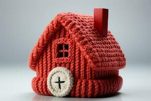 symbolisch isolatie huis met rood kap betekent: kantoor comfort ai gegenereerd foto