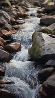 waterval Aan stenen muur behang achtergrond. ai gegenereerd, foto