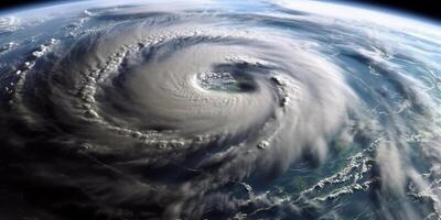 orkaan van storm tropisch cycloon natuurlijk ramp, ai gegenereerd foto