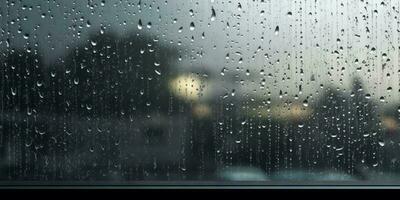 regenachtig Aan venster kopiëren ruimte wazig achtergrond, ai gegenereerd foto