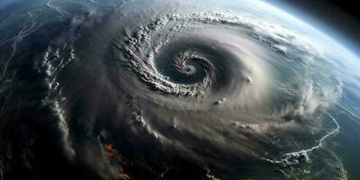 orkaan van storm tropisch cycloon natuurlijk ramp, ai gegenereerd foto