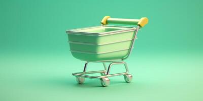 trolley boodschappen doen mand tekenfilm animatie, ai gegenereerd foto