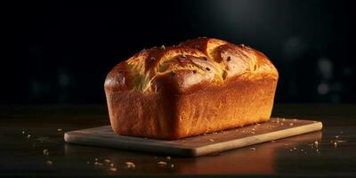 pan brood brood taart ruimte achtergrond, ai gegenereerd foto