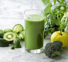 groen smoothie met fruit en groenten. generatief ai foto