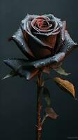 zwart roos bloem kopiëren ruimte wazig achtergrond. ai gegenereerd foto