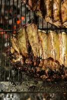 varkensvlees ribben barbecue , Patagonië, Argentinië foto