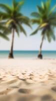 palm boom Aan de strand. groen palm bomen Aan zanderig kust in zomer. ai gegenereerd foto