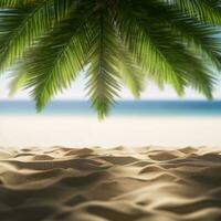 palm boom Aan de strand. groen palm bomen Aan zanderig kust in zomer. ai gegenereerd foto