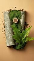 groen mos Aan de boom. creatief samenstelling voor ontwerp met schors boom en mos. ai gegenereerd foto