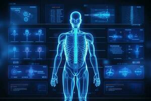 generatief ai illustratie van medisch technologie platform, kunstmatig intelligentie, simulatie Gezondheid functie foto