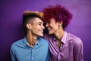 generatief ai illustratie van lgbt lesbienne paar liefde momenten geluk concept foto