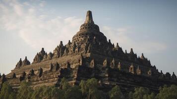 buddist tempel borobudur in de buurt jogjakarta stad, centraal Java, Indonesië, generatief ai foto