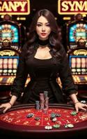 mooi Aziatisch vrouw met luxe jurk in groots casino gokken, generatief ai foto