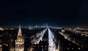 de boeiend schoonheid van de hoofdstad de stad verlichte horizon ai gegenereerd foto