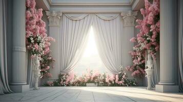 bruiloft atmosfeer met charmant bloemen, generatief ai foto