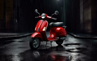 rood Italiaans scooter fotoshoot. generatief ai. foto