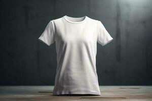 chique en klassiek, 3d leeg wit t-shirt mockup met tijdloos stijl, 3d geven ai gegenereerd foto