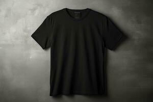 klassiek stijl, zwart t-shirt mockup met wit achtergrond ai gegenereerd foto