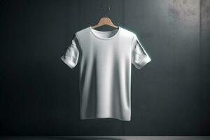 moeiteloos minimaal, 3d leeg wit t-shirt mockup met subtiel elegantie, 3d geven ai gegenereerd foto