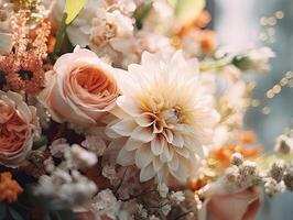 bruids boeket van bloemen in pastel kleuren foto