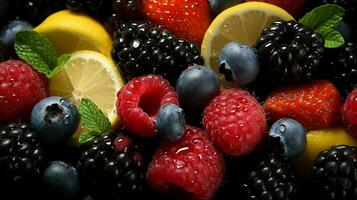 heerlijk en voedzaam kleurrijk zomer fruit Bij de boeren markt, ai generatief foto